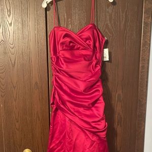 Vintage David’s Bridal Gown Candy Apple Red Bridesmaids Formal Dress Size 12